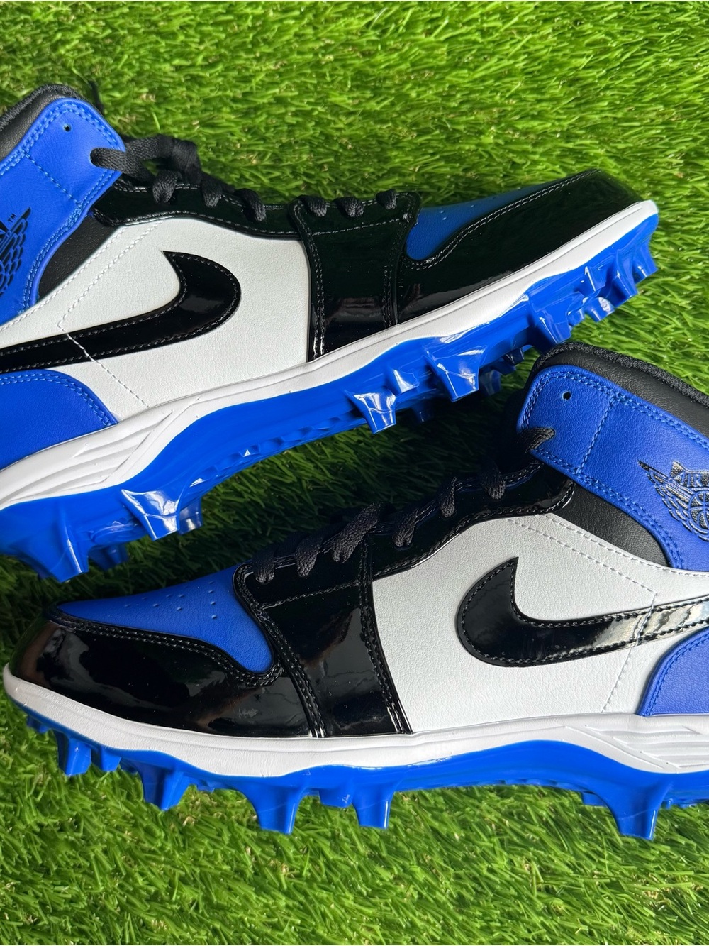 Nike Air Jordan 1 Mid TD Football Cleats FJ6805-401 Royal Patent Size 11 Men’s